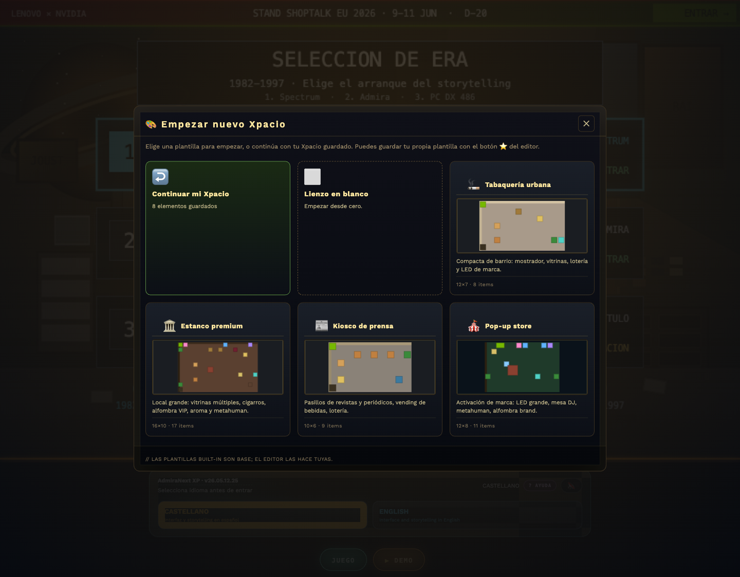 Modal selector plantillas